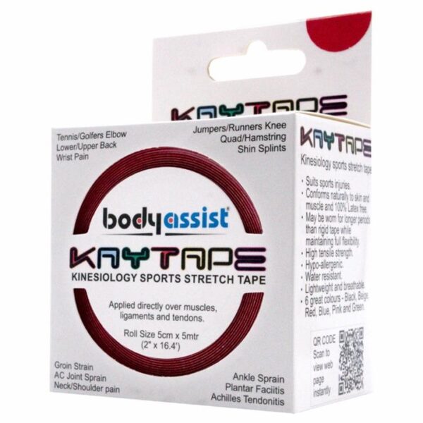 BodyAssist Kaytape Kinesiology Sports Tape (Red) X 5 Metres