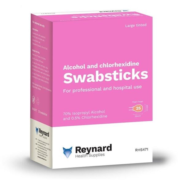 Reynard Alcohol & Chlorhexidine Swabsticks Tinted X 25