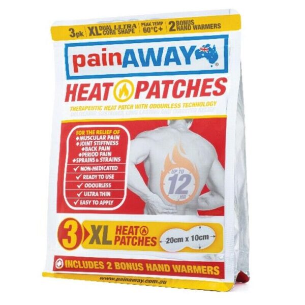 Pain Away Heat Patches XL (20cm X 10cm) X 3