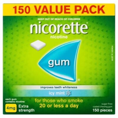 Nicorette Chewing Gum 4mg Icy Mint X 150 Med One Nicorette Chewing Gum 4mg Icy Mint X 150