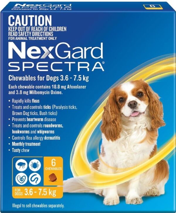 NexGard Spectra Chewables For Small Dogs (3.6 to 7.5kg) X 6